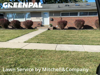 Front Yard Mowing in Clinton Township, 48035, Lawn Services by Mitchell&Company, work completed in Nov , 2025
