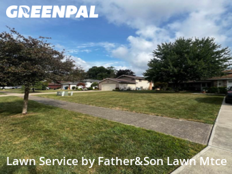 Lawn Upkeep in North Olmsted, 44070, Front Yard Mowing by Father&Son Lawn Mtce, work completed in Oct , 2025