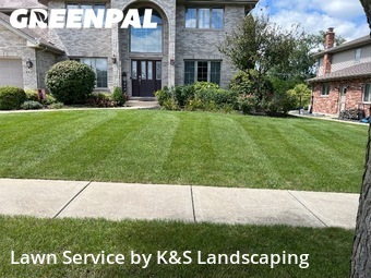 Grass Cutting in Mokena, 60448, Front Yard Mowing by K&S Landscaping, work completed in Dec , 2025