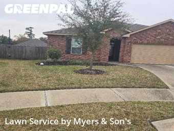 Yard Mowingin Spring,77389,Yard Cutting by Myers & Son's, work completed in Feb , 2026