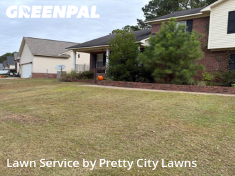 Front Yard Mowing in Fayetteville, 28301, Lawn Maintenance by Pretty City Lawns, work completed in Nov , 2025