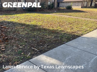 Lawn Mowing Servicein Richardson,75081,Lawn Care by Texas Lawnscapes, work completed in Feb , 2026
