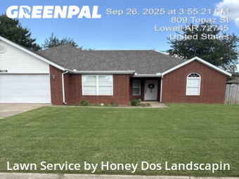 Weekly Mowing in Lowell, 72745, Yard Grooming by Honey Dos Landscapin, work completed in Nov , 2025