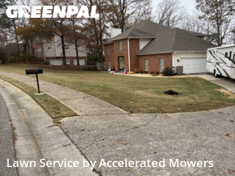 Grass Cutting in Hoover, 35244, Front Yard Mowing by Accelerated Mowers , work completed in Dec , 2025