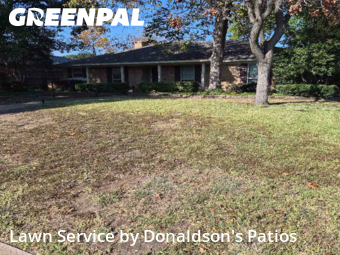 Lawn Mowing Servicein Richardson,75081,Lawn Maintenance by Donaldson's Patios, work completed in Dec , 2025