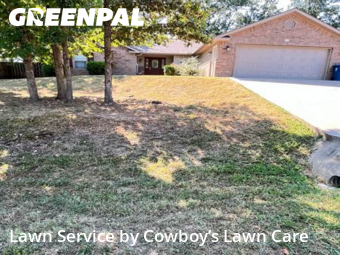 Yard Care Services in Bella Vista, 72714, Front Yard Mowing by Cowboy’s Lawn Care, work completed in Dec , 2025