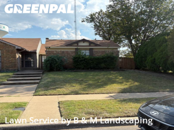 Grass Services in Cedar Hill, 75104, Front Yard Mowing by B & M Landscaping, work completed in Nov , 2025