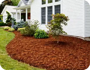 Fresh mulch installed around residential landscape beds boosting curb appeal in Merced, CA