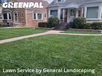 Lawn Maintenance in Elmwood Park, 60707, Front Yard Mowing by General Landscaping , work completed in Nov , 2025