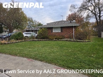 Lawn Services in Lansing, 60438, Front Yard Mowing by AALZ GROUNDSKEEPING, work completed in Nov , 2025