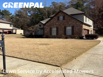 Front Yard Mowing in Trussville, 35173, Lawn Management by Accelerated Mowers , work completed in Nov , 2025