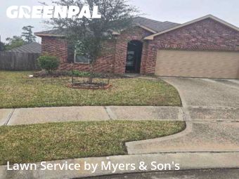 Yard Cuttingin Spring,77389,Lawn Cutting by Myers & Son's, work completed in Dec , 2025