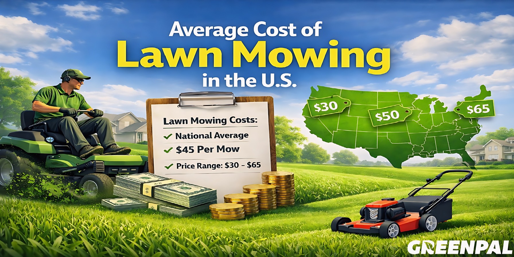 GreenPal Reports U.S. Lawn Mowing Costs Average $44.37 Nationwide